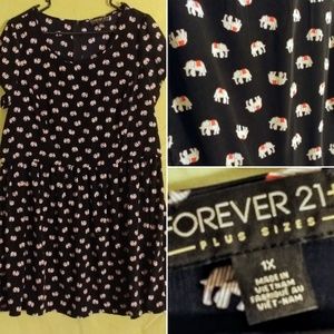 1X Forever 21+ Elephant Print Tunic